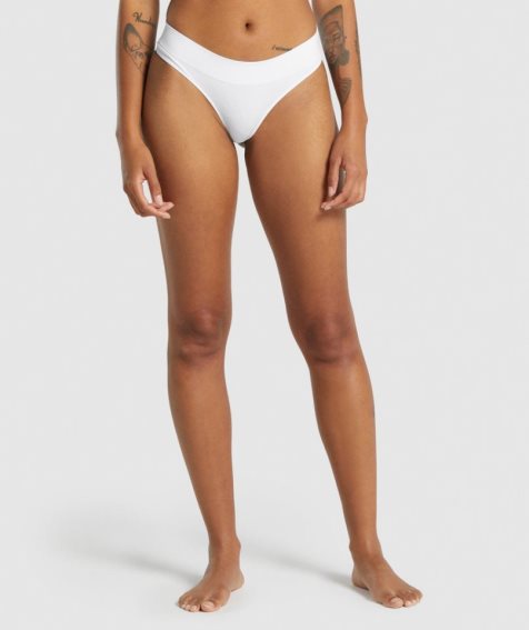 Women's Gymshark Seamless Thong Underwear White | NZ 4GVSAN